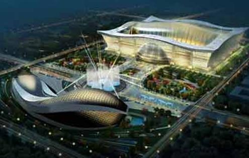 公司中标新国际会展中心环球中心大型升降吊杆工程